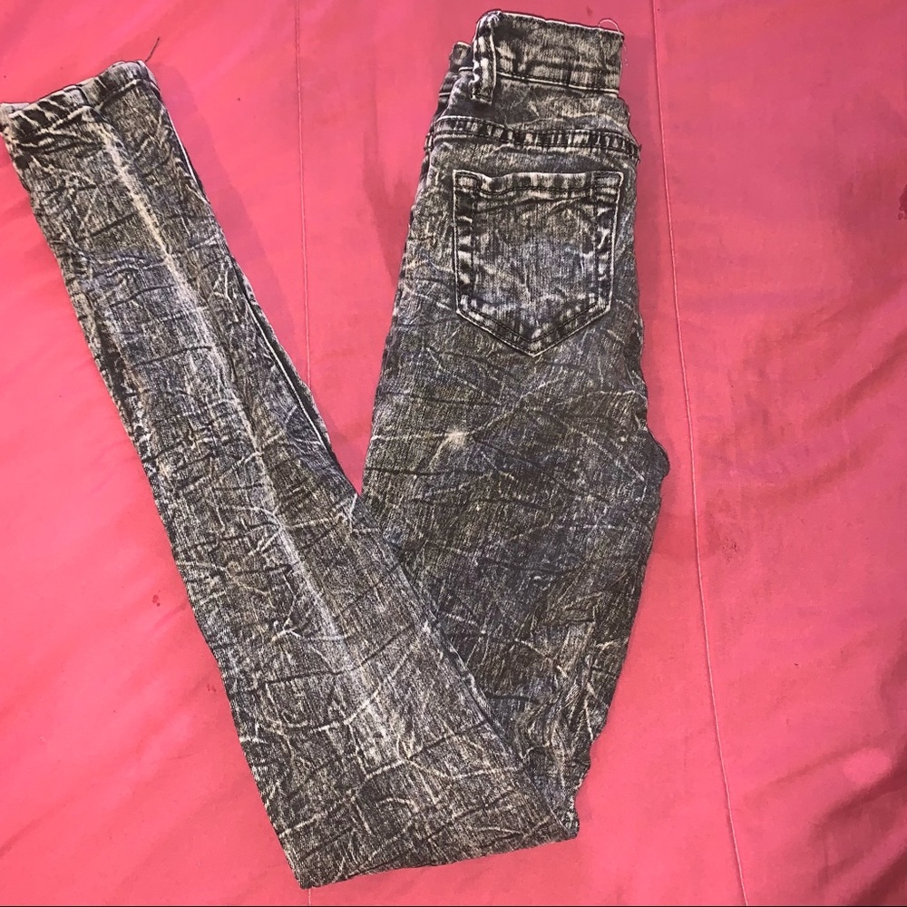 Black and white Rox Denim skinny cutout jeans